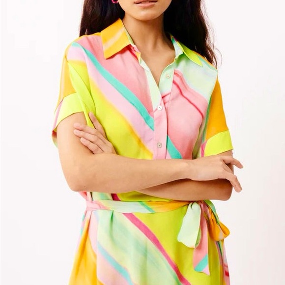 FRNCH Galiena Multicolor Stripe Midi Dress NEW Size XS - Picture 5 of 13